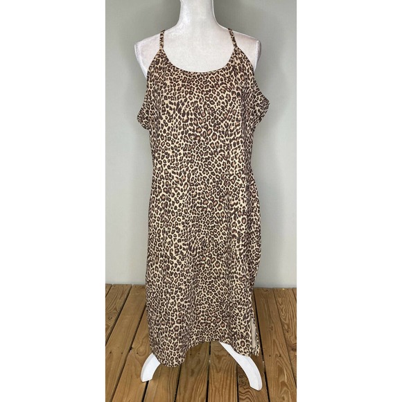 NWT Wednesdays Girl Tank Dress Size 18 Women’s Brown Cheetah Print - Picture 1 of 7